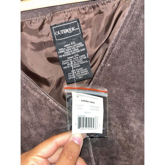 NWT Outbrook Brown Leather Soft Lining Polyester Button-Up Vest Women's Size 4XL - Picture 4 of 6